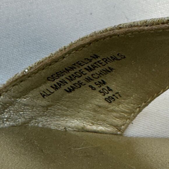 G by Guess Women’s Gold Glitter Ankle Strap Heels Size 8.5 Open Toe Dress Shoes - Picture 5 of 8